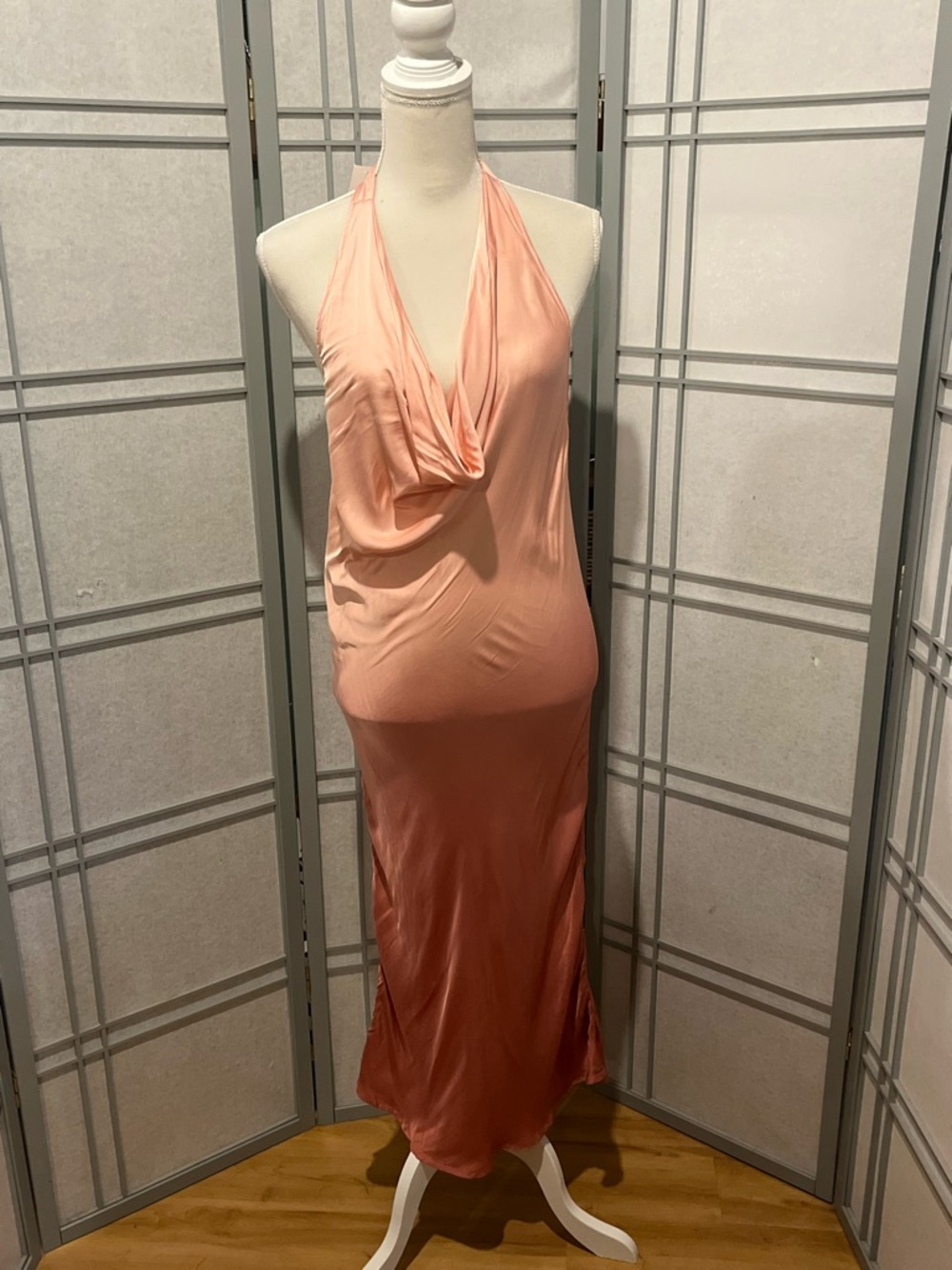 NWT Young Fabulous & Broke Pink Satin Cowl Midi Dress - Picture 2 of 7